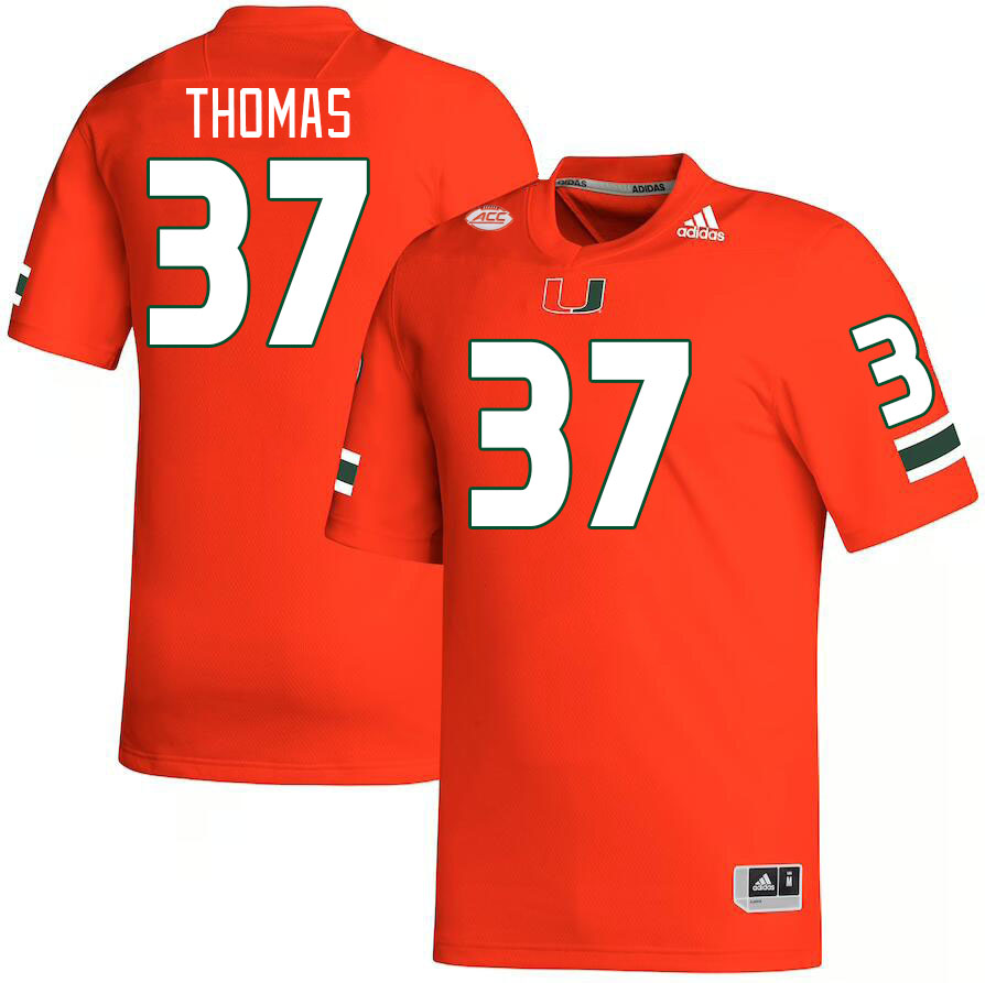 Men #37 Isaiah Thomas Miami Hurricanes College Football Jerseys Stitched-Orange